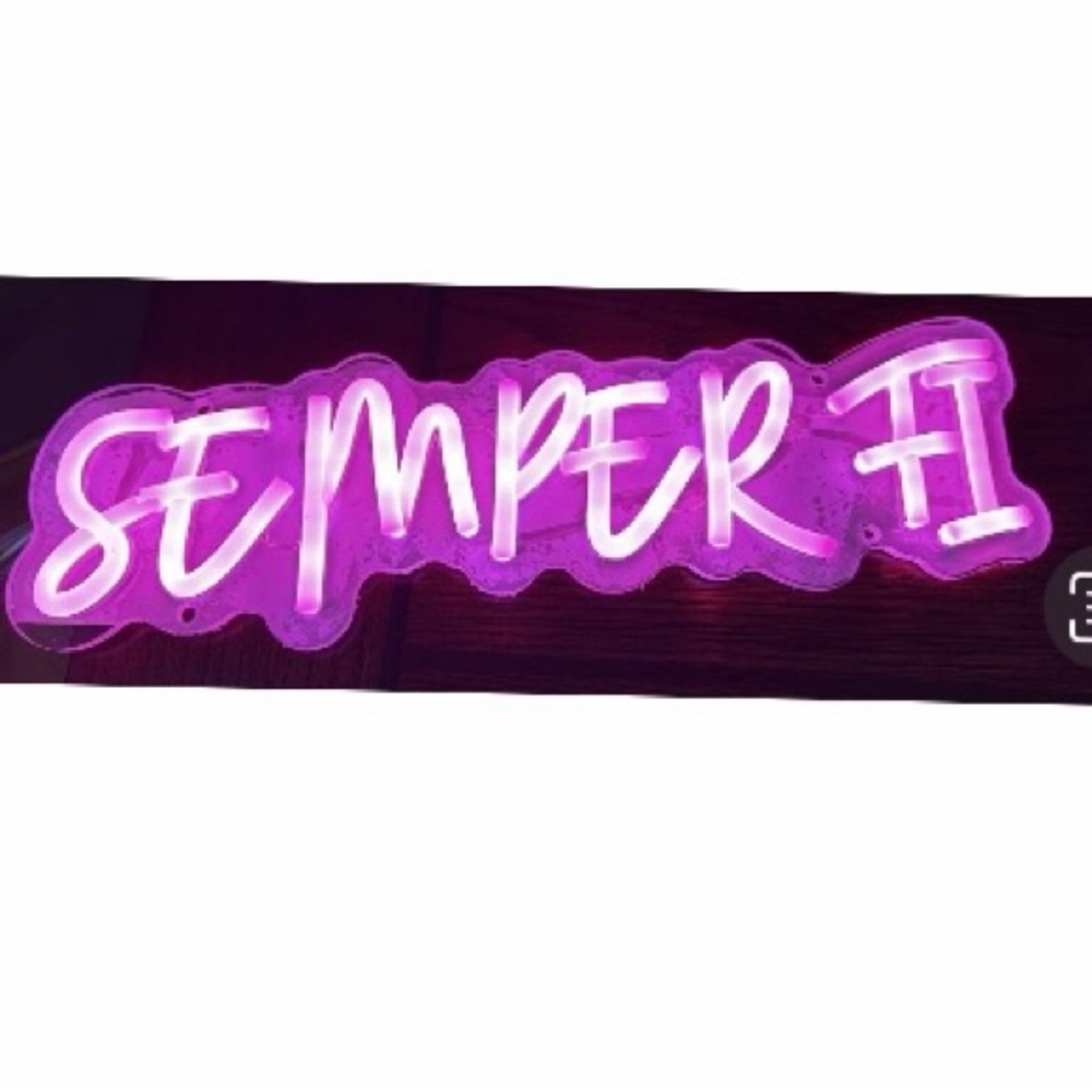 Purple Neon 'Semper Fi' Sign